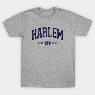 Harlem NY Arch Distressed, Navy Retro Print T-Shirt